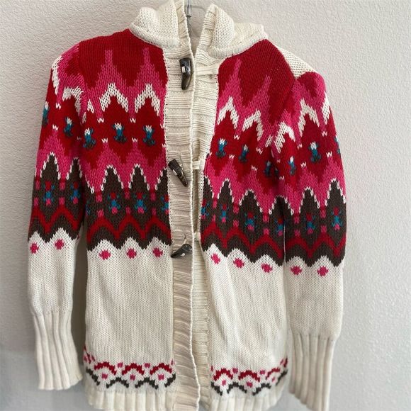 Old Navy Other - Old Navy Kids Fair Isle Hooded Cardigan Jacket Size 5 Multicolor
